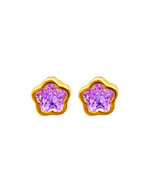 Broqueles de flor Mardia de oro 10 k con acabado pavé zirconia