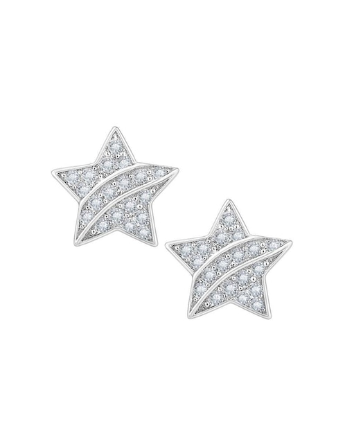 Aretes de estrella Clepsidra de plata P 925 con acabado pulido zirconia