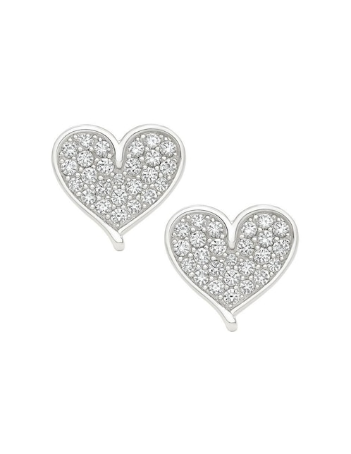 Aretes de corazón Clepsidra de plata P 925 con acabado pulido zirconia