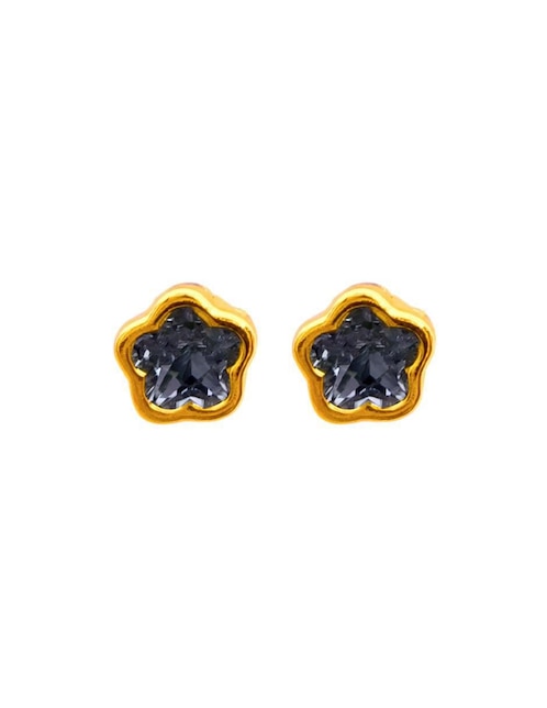 Broqueles de flor Mardia de oro 10 k con acabado pavé zirconia