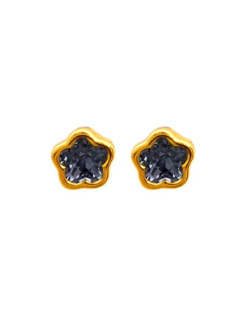Broqueles de flor Mardia de oro 14 k con acabado pavé zirconia