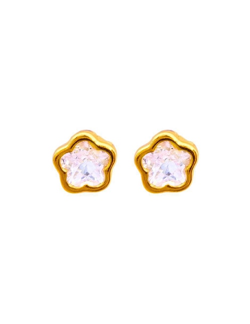 Broqueles de flor Mardia de oro 14 k con acabado pavé zirconia