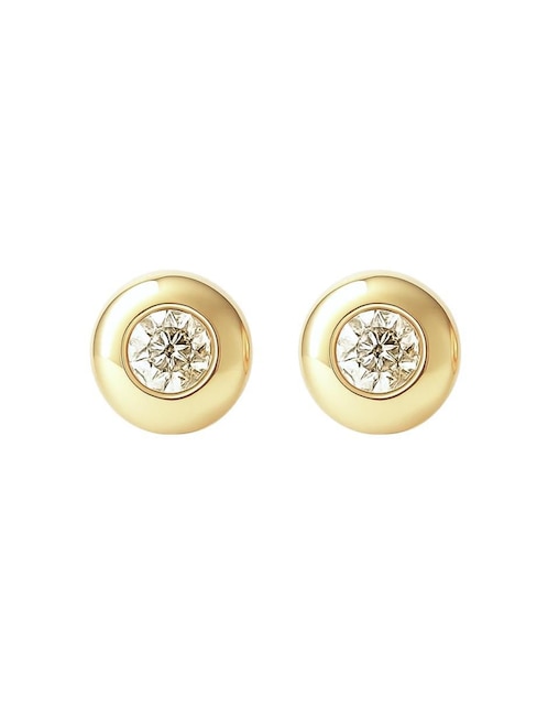 Broqueles de barril de oro 14 K con acabado brillante diamante