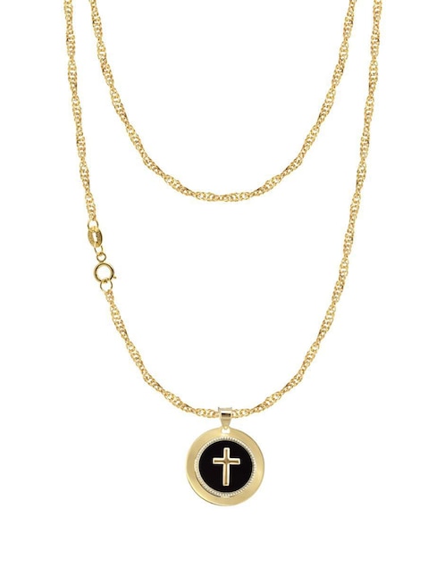 Collar con dije de cruz de oro 10 K 1