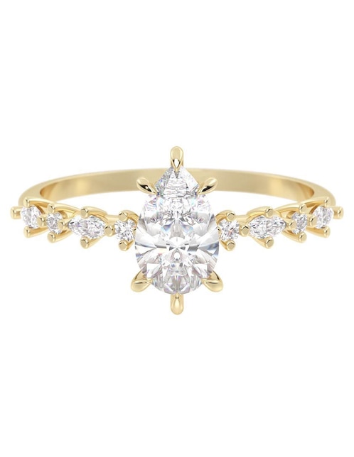 Anillo de compromiso "de" oro 14 k abba joyas sin familia zirconia