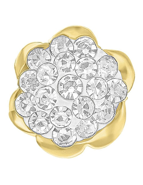 Broqueles de flor Joyería M de Leon de oro 10 K con acabado brillante zirconia