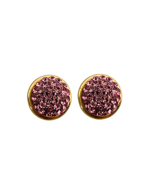 Broqueles circular Mardia de oro 10 K con acabado pavé zirconia