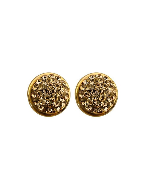 Broqueles circular Mardia de oro 10 K con acabado pavé zirconia