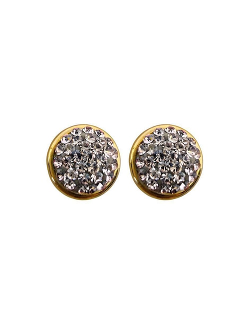 Broqueles circular Mardia de oro 10 K con acabado pavé zirconia