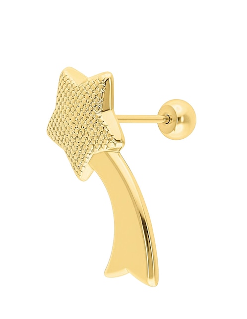 Broqueles de estrella Joyería M de Leon de oro 10 Kcon acabado pulido zirconia