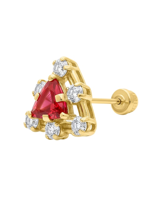 Broqueles triangular Joyería M de Leon de oro 10 con acabado pulido zirconia