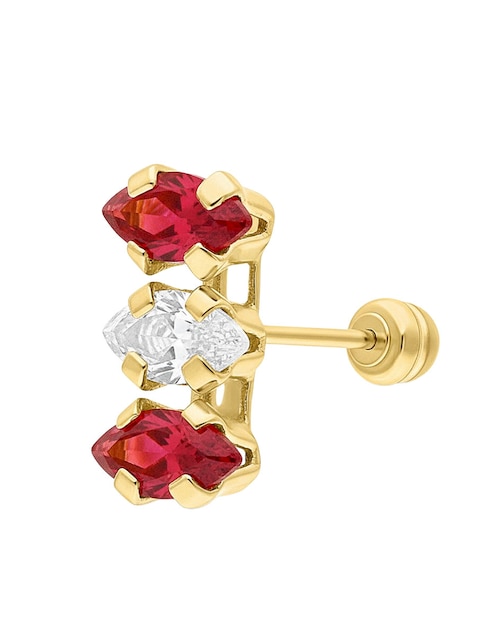 Broqueles rectangular Joyería M de Leon de oro 10 K con acabado pulido zirconia