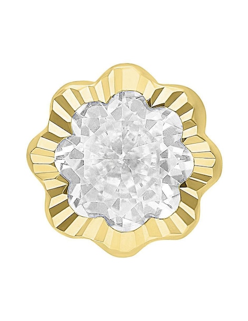 Broqueles de flor Joyería M de Leon de oro 10 K con acabado brillante zirconia