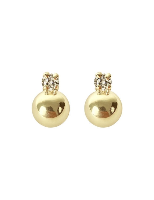 Broqueles de esfera Mancini de oro 14 K con acabado brillante zirconia