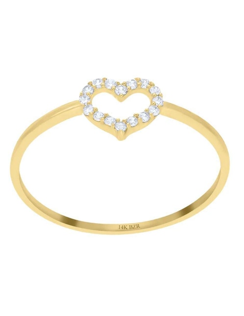 Anillo de corazón Joyerías Bizzarro 14 k de oro amarillo zirconia brillante