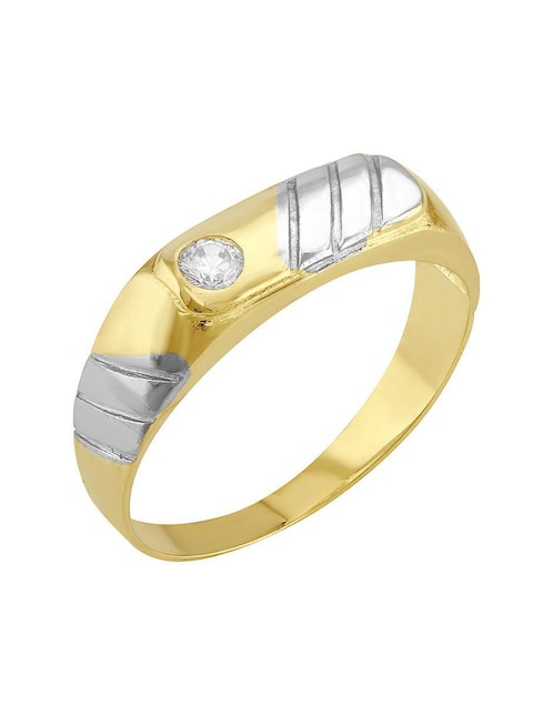 Anillo circular Joyería M De Leon 10 k de oro zirconia pulido