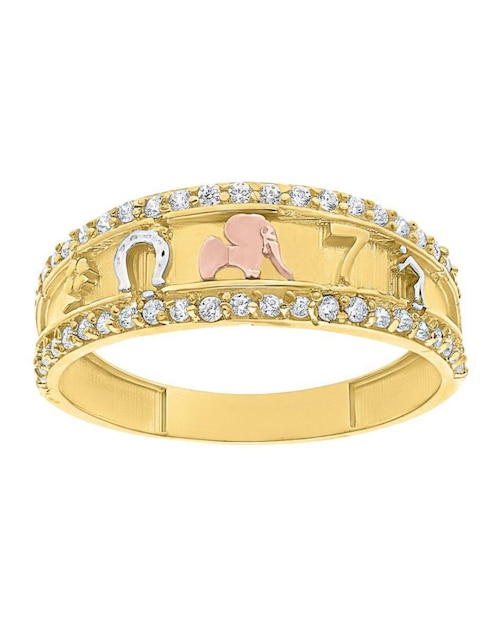 Anillo circular Joyería M De Leon 10 k de oro zirconia pulido