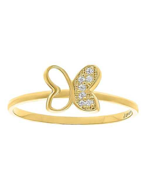 Anillo de mariposa Joyería M De Leon 10 k de oro zirconia pulido