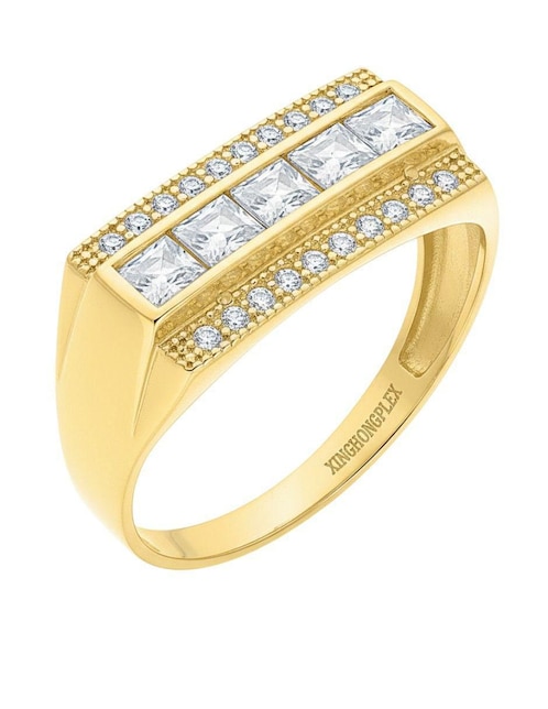 Anillo rectangular 10 k de oro zirconia pulido 1