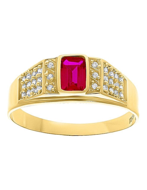 Anillo rectangular 10 k de oro zirconia pulido 1