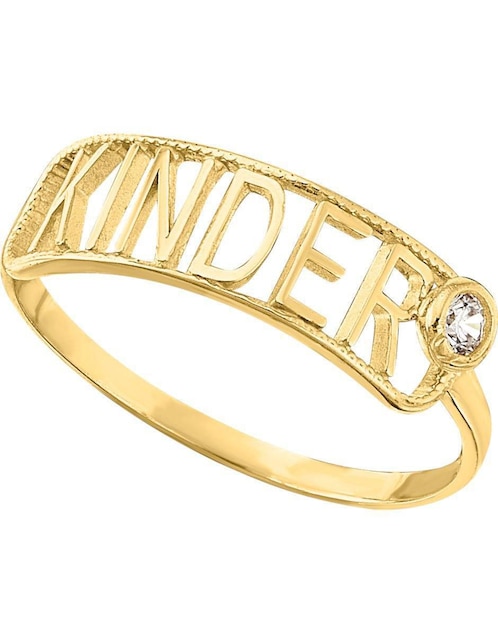 Anillo rectangular Joyería M De Leon 10 k de oro zirconia pulido