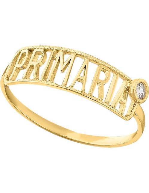 Anillo rectangular Joyería M De Leon 10 k de oro zirconia pulido
