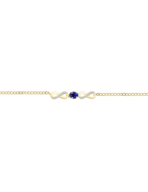 Pulsera Fascinare de oro con zafiro y diamante 14 K Lisa con acabado brillante