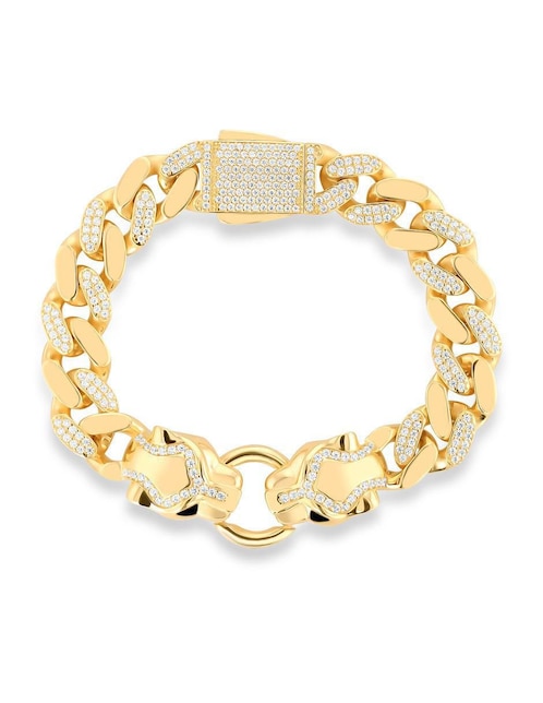 Pulsera Joyerias Bizzarro de oro amarillo con zirconia 14 K con acabado brillante