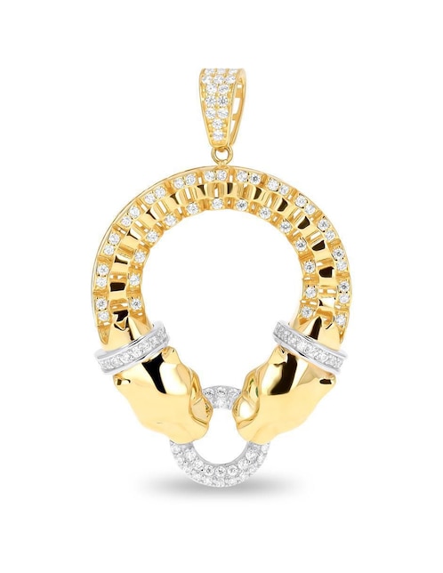 Dije de jaguar Joyerias Bizzarro de oro amarillo 14 K zirconia