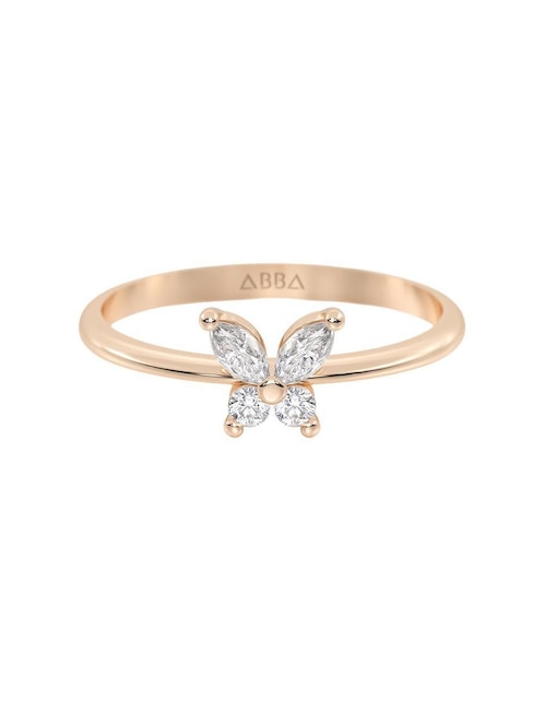 Anillo con gema de mariposa 10 k de oro zirconia brillante 1