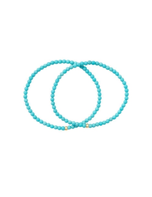Pulsera de oro con turquesa 10 K con acabado liso