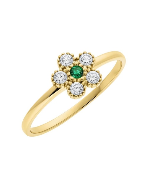 Anillo de flor Joyería M De Leon 10 k de oro zirconia brillante