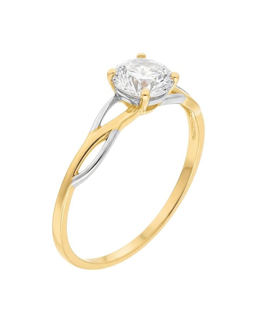 Anillo circular Joyería M De Leon 10 k de oro zirconia brillante