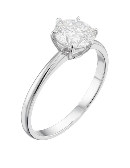 Anillo circular Joyería M De Leon 10 k de oro blanco zirconia pulido
