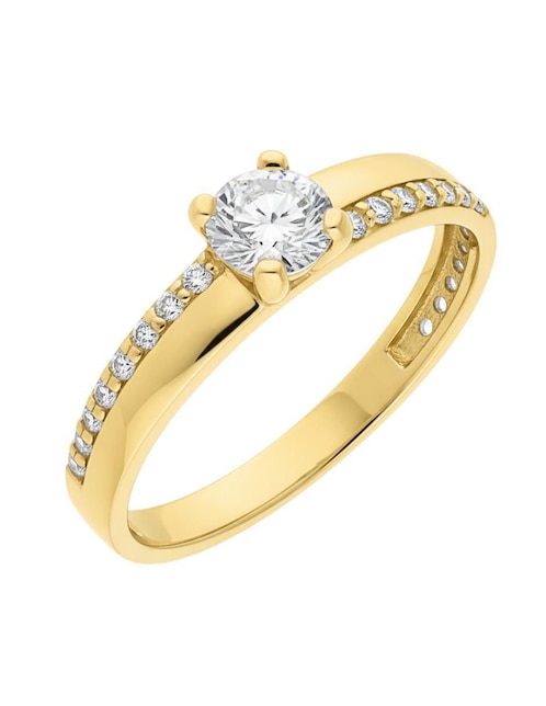 Anillo circular Joyería M De Leon 10 k de oro zirconia brillante