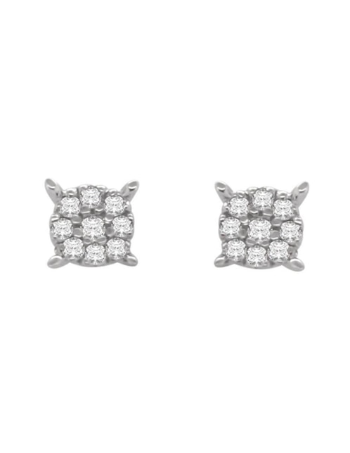 Aretes de Fianelli Minerva de oro blanco 14 K con acabado brillante diamante