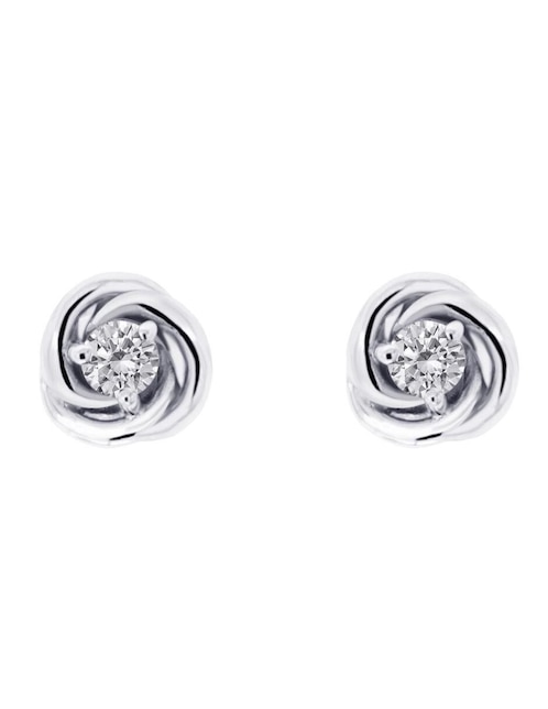 Aretes cortos de flor Klamore Gianna de oro 14 K con acabado brillante diamante