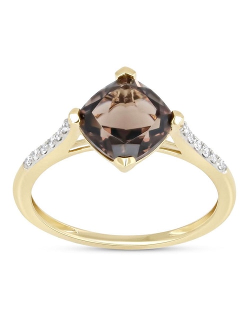 Anillo 14 k de oro amarillo diamante brillante