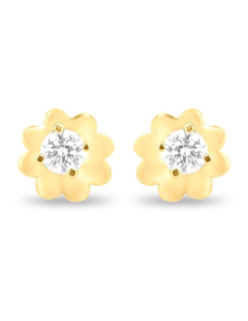 Broqueles de flor Joyerias Bizzarro de oro amarillo 14 K con acabado brillante diamante