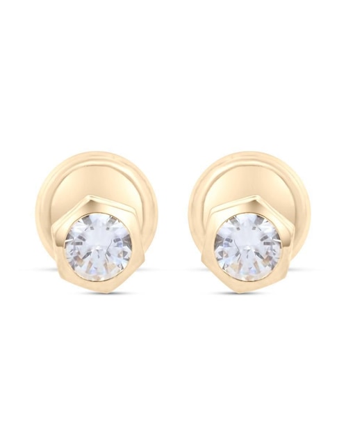 Broqueles Joyerias Bizzarro de oro amarillo 14 K con acabado brillante zirconia