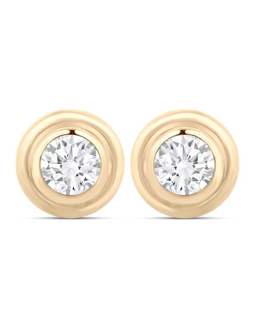 Broqueles circulares Joyerias Bizzarro de oro amarillo 14 K con acabado brillante zirconia