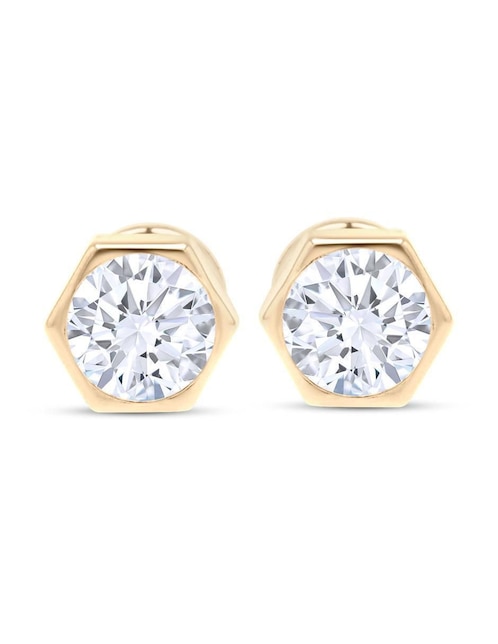 Broqueles Joyerias Bizzarro de oro amarillo 14 K con acabado brillante zirconia