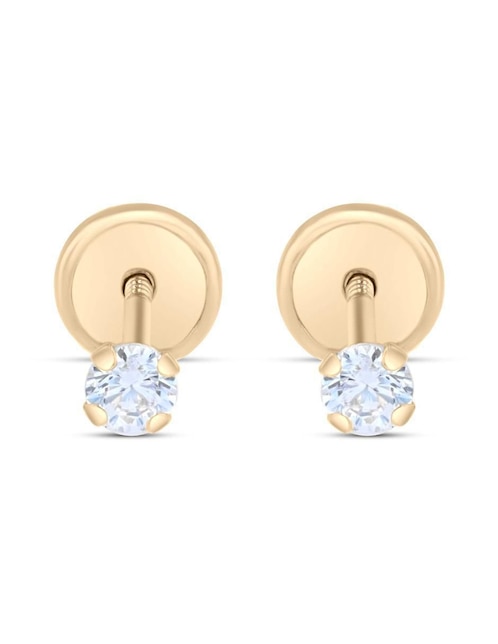Broqueles circulares Joyerias Bizzarro de oro amarillo 14 K con acabado brillante zirconia