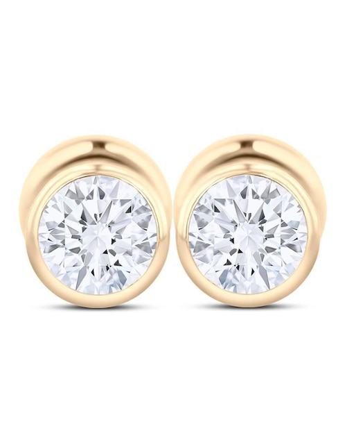 Broqueles circulares Joyerias Bizzarro de oro amarillo 14 K con acabado brillante zirconia