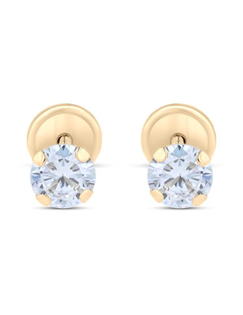 Broqueles circulares Joyerias Bizzarro de oro amarillo 14 K con acabado brillante zirconia