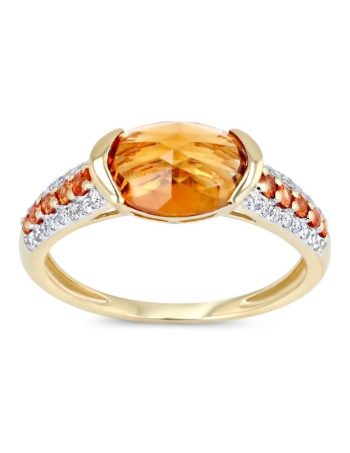 Anillo 14 K de oro amarillo citrina y diamante brillante Anillo 14 K de oro amarillo citrina y diamante brillante