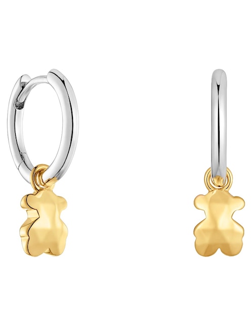 Arete corto de oso Icon Metal plata P 925 con acabado baño de oro