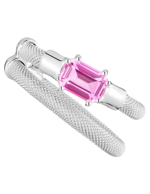 Aretes ear cuff Mesh LGG de plata P 925 con acabado brillante zafiro rosa 1