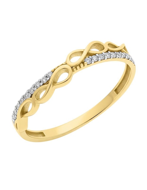 Anillo de infinito Joyería M De Leon 10 k de oro zirconia brillante