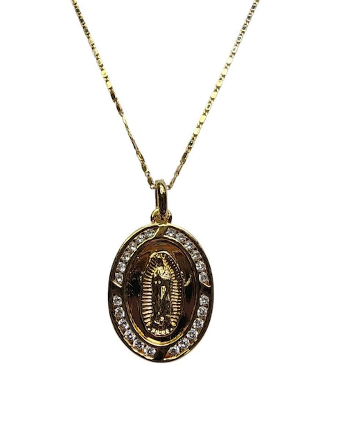Collar con dije de virgen de oro laminado 14 K 1